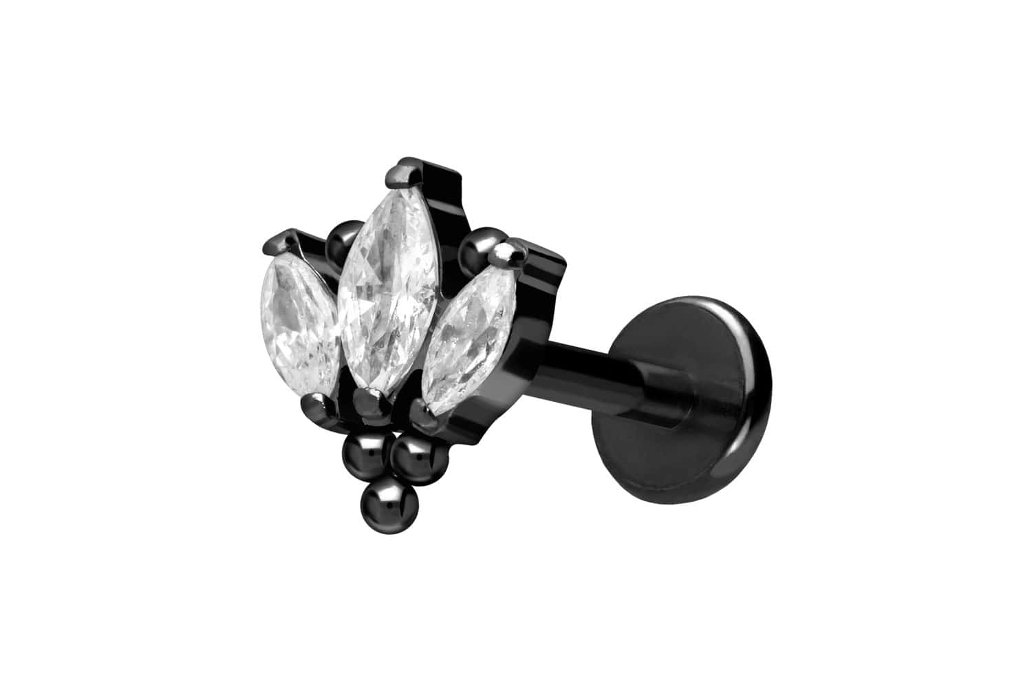 Titan Labret Piercing mit Push Fit LOTUSBLÜTE + KUGELN